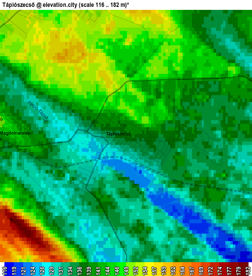 Tápiószecső elevation map