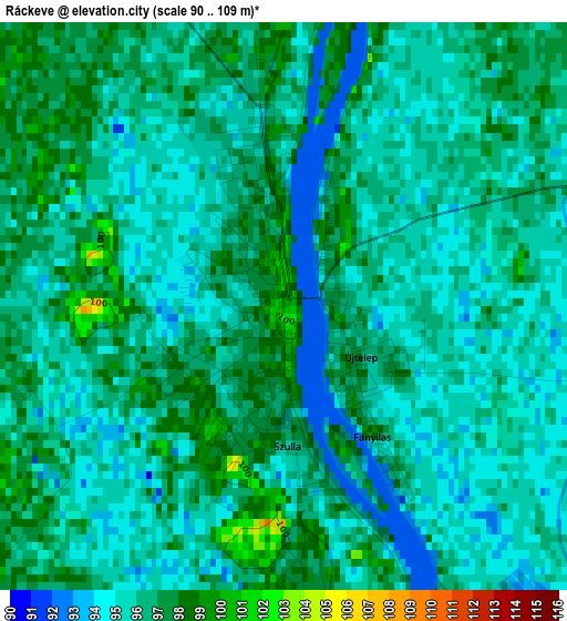 Ráckeve elevation map