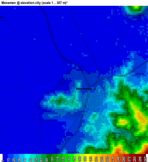 Menemen elevation map