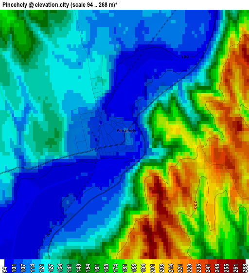 Pincehely elevation map