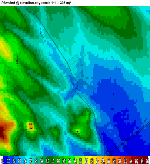 Pázmánd elevation map