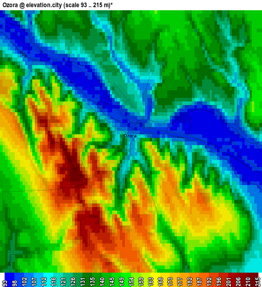 Ozora elevation map