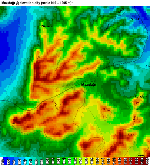 Mazıdağı elevation map