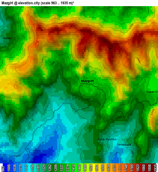 Mazgirt elevation map