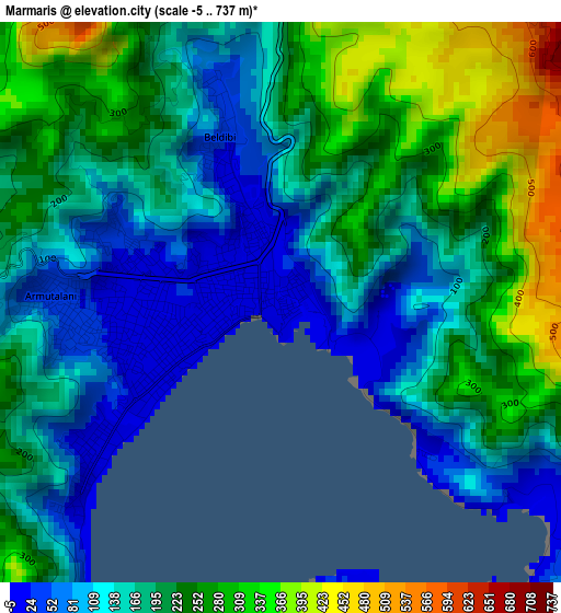 Marmaris elevation map