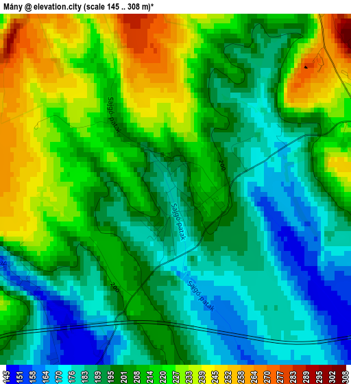 Mány elevation map