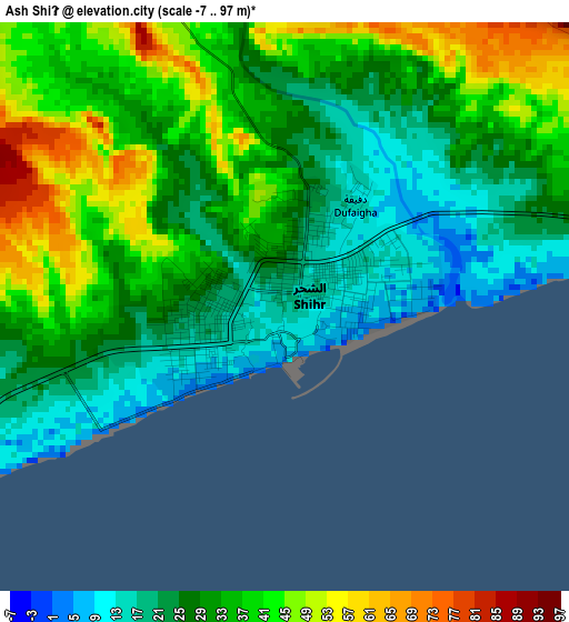 Ash Shiḩr elevation map