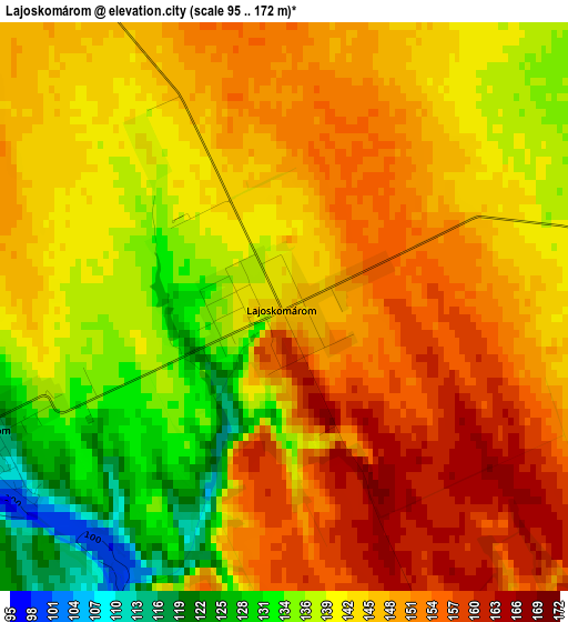 Lajoskomárom elevation map