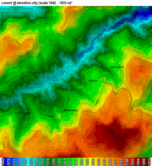 Levent elevation map