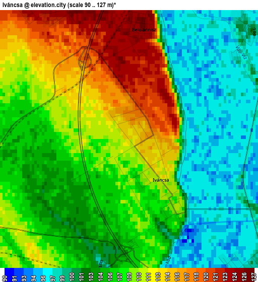 Iváncsa elevation map