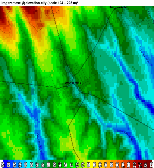 Iregszemcse elevation map