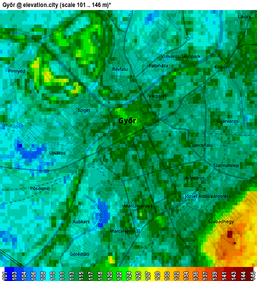 Győr elevation map