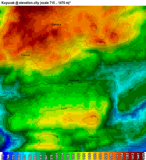 Kuyucak elevation map