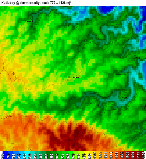 Kutlubey elevation map