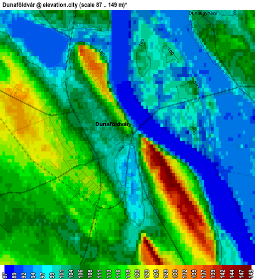 Dunaföldvár elevation map