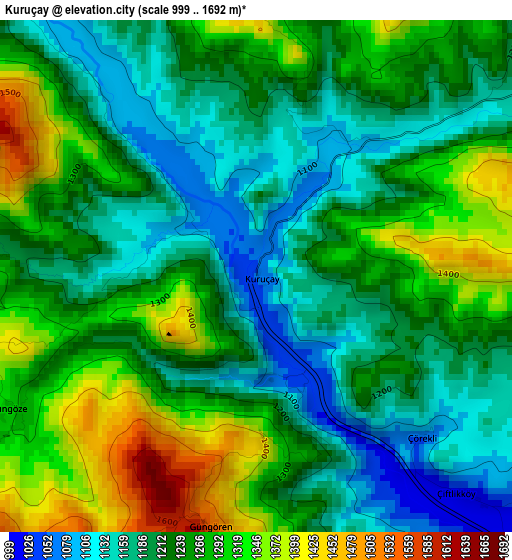 Kuruçay elevation map