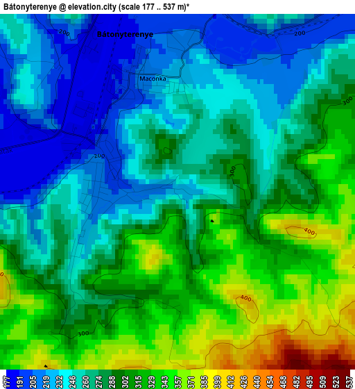 Bátonyterenye elevation map