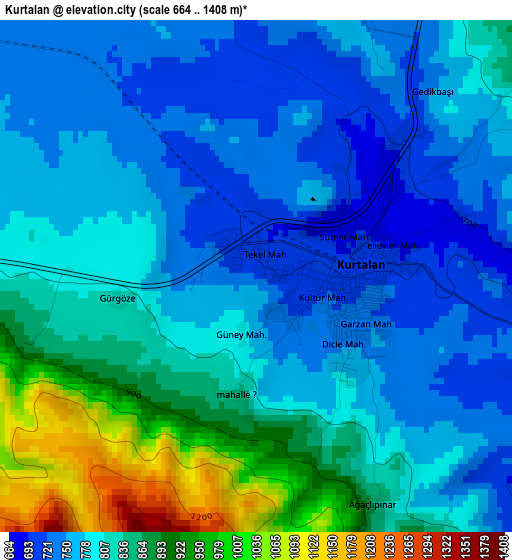 Kurtalan elevation map