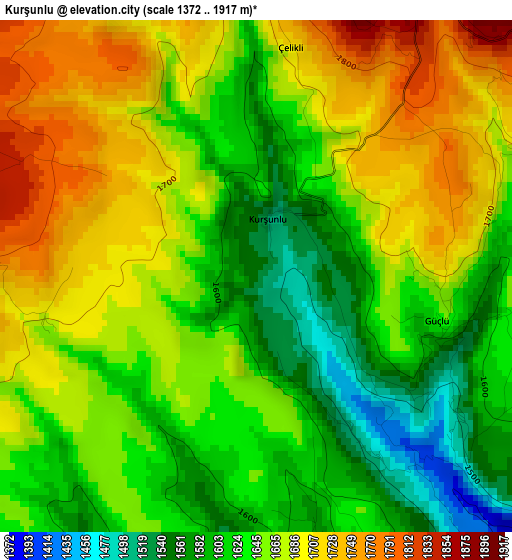 Kurşunlu elevation map