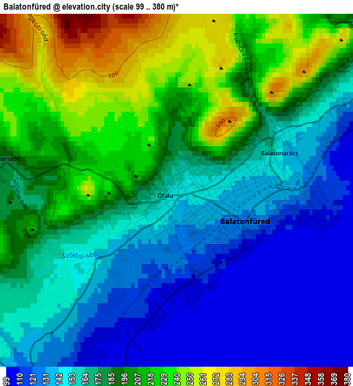 Balatonfüred elevation map