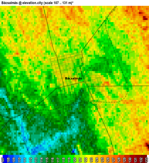 Bácsalmás elevation map