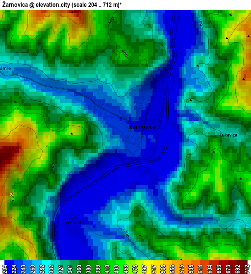 Žarnovica elevation map