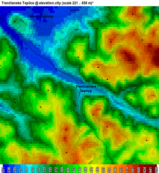 Trenčianske Teplice elevation map