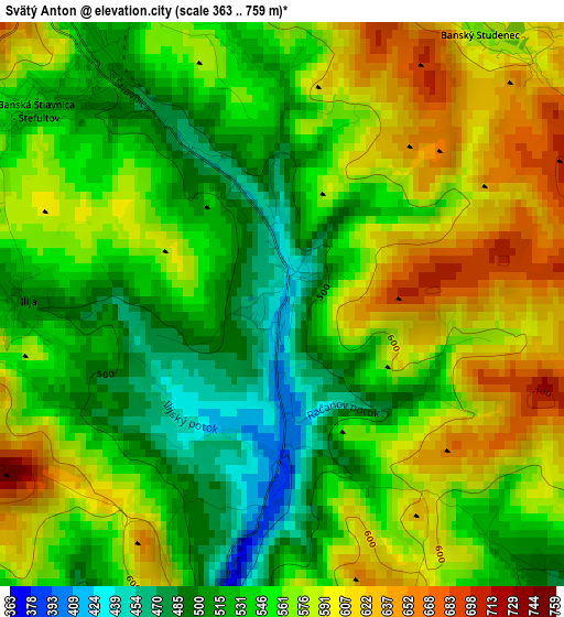 Svätý Anton elevation map