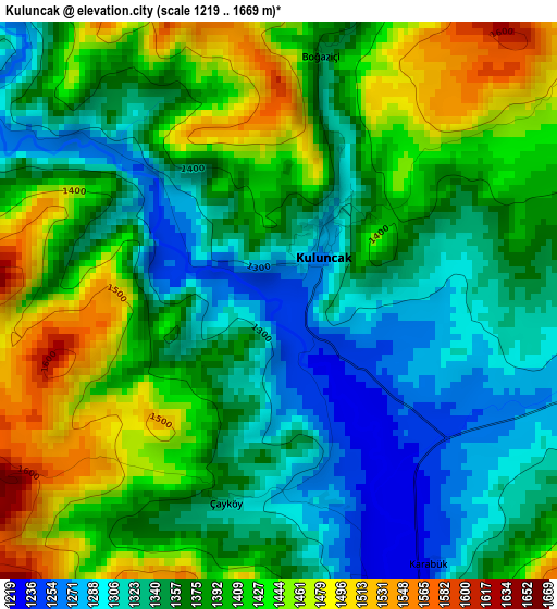 Kuluncak elevation map