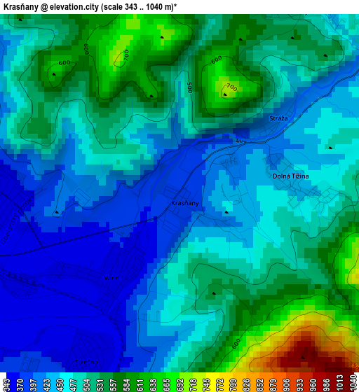 Krasňany elevation map