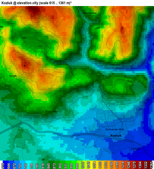 Kozluk elevation map