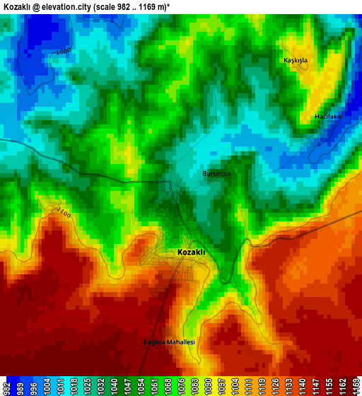 Kozaklı elevation map