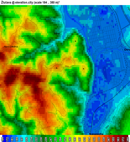 Žlutava elevation map