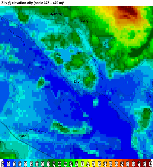 Zliv elevation map