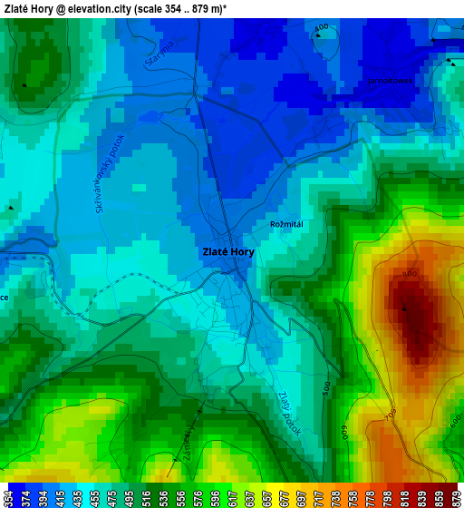 Zlaté Hory elevation map