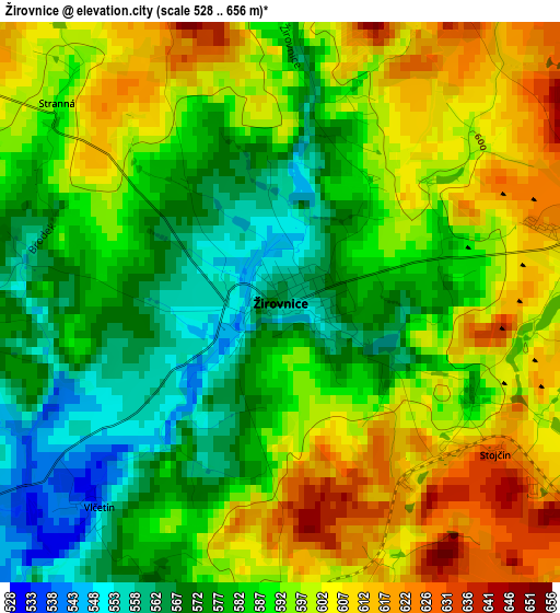 Žirovnice elevation map