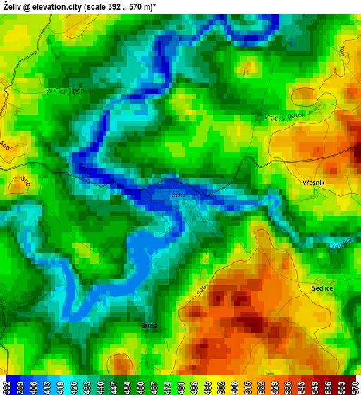 Želiv elevation map