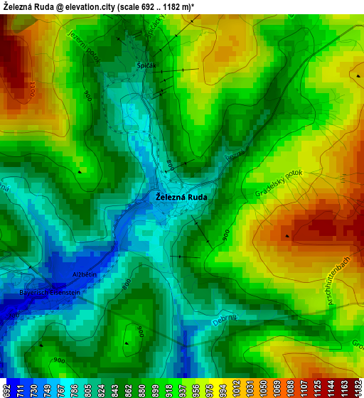 Železná Ruda elevation map