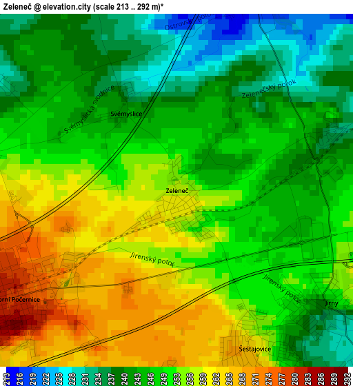 Zeleneč elevation map