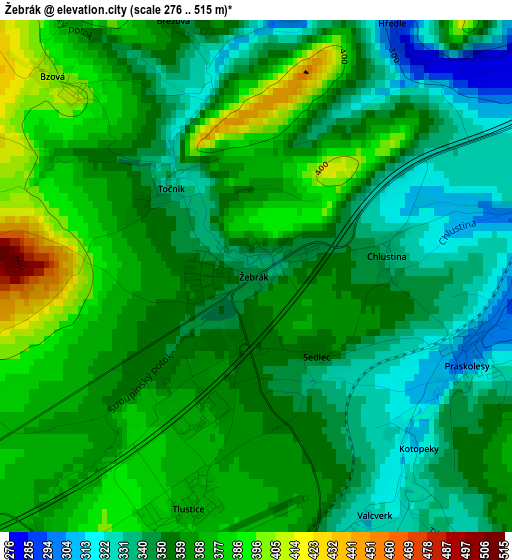 Žebrák elevation map