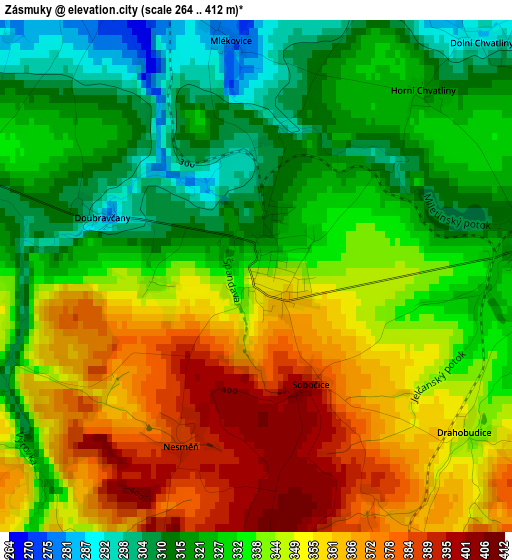 Zásmuky elevation map