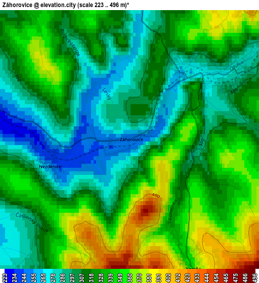 Záhorovice elevation map