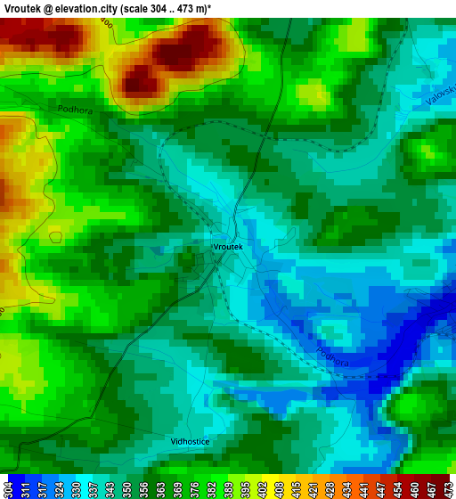 Vroutek elevation map