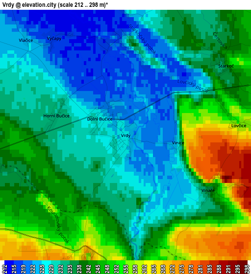 Vrdy elevation map