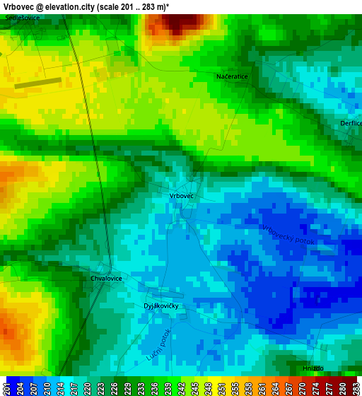 Vrbovec elevation map