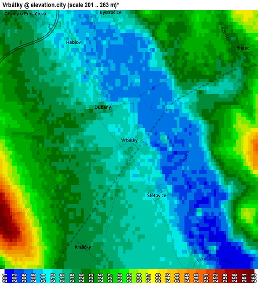 Vrbátky elevation map