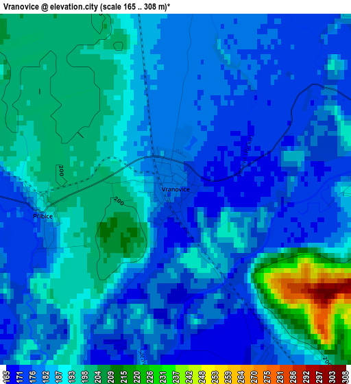 Vranovice elevation map