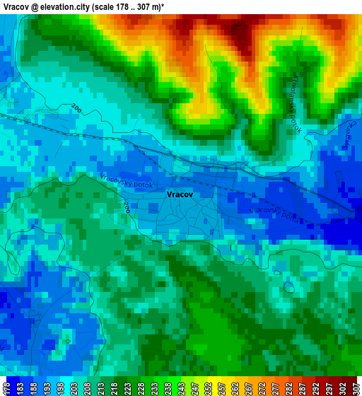 Vracov elevation map