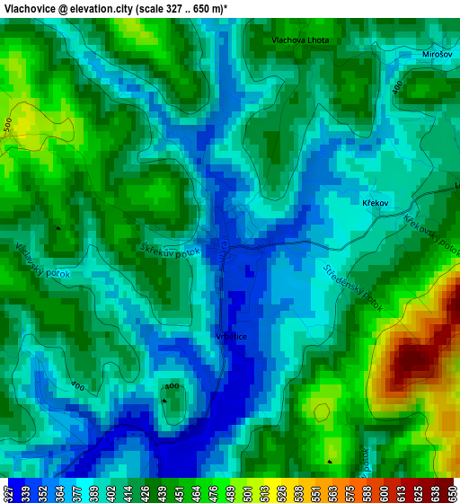 Vlachovice elevation map