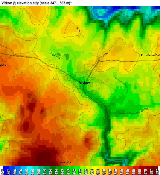 Vítkov elevation map